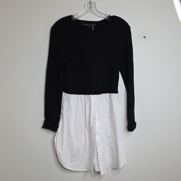 English Factory Tops - English Factory Black and White Long Sleeve  Tunic Shirt Dress Sz MEDIUM